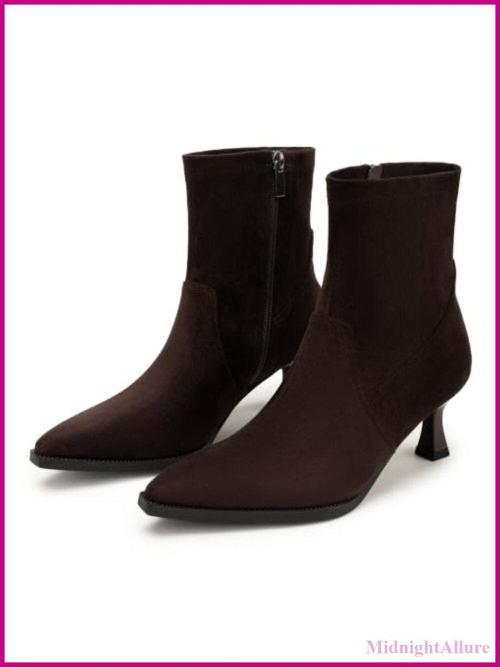 IDIFU Women Pointed Toe Kitten Heel Ankle Boots Low Heel Booties